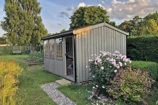 Hannah Tabram Kenninghall massage therapy room exterior in early summer